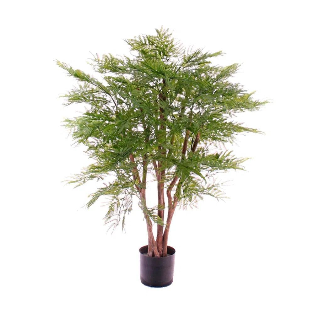 Künstlicher Mimosenbaum mit UV-Schutz und Echtholzstamm - Alice, 110 cm
