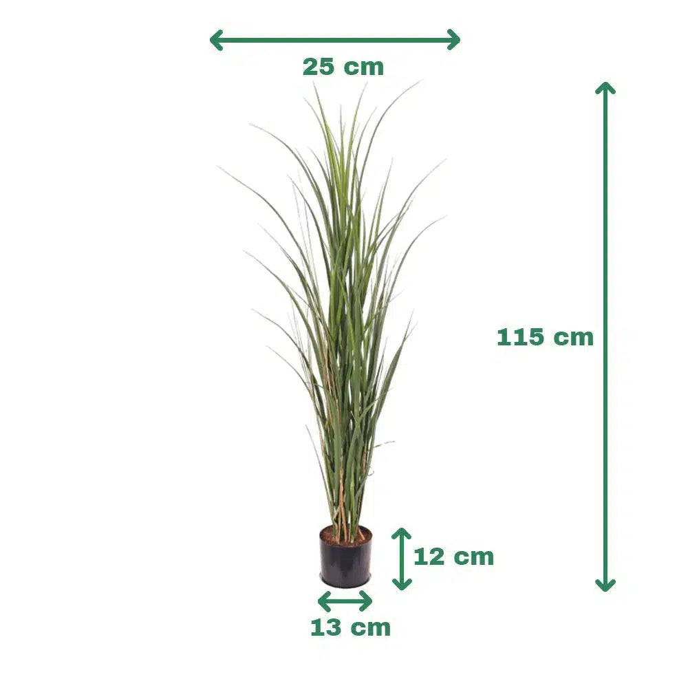 Künstliches Zuckerrohrgras mit UV-Schutz und Echtholzstamm - Dustin, 115 cm